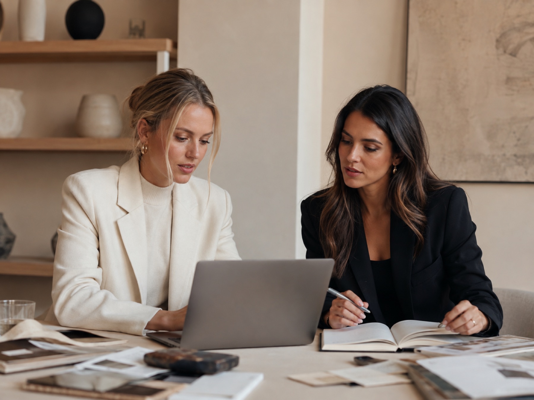 Brand strategist consulting with a founder